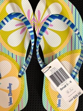Vera Bradley Thong Flip Flops, size S 5-6 NWT